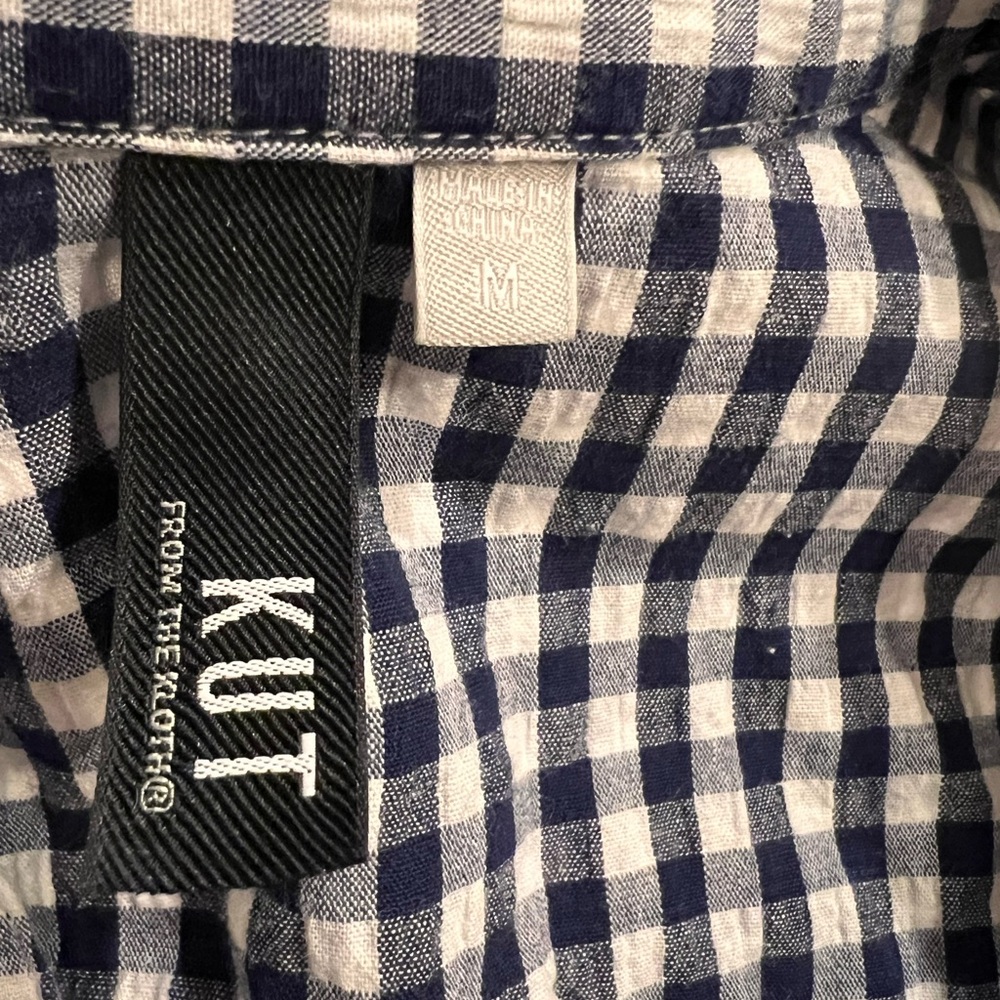 KUT from the kloth M Navy / White Check Button Down - Picture 6 of 11